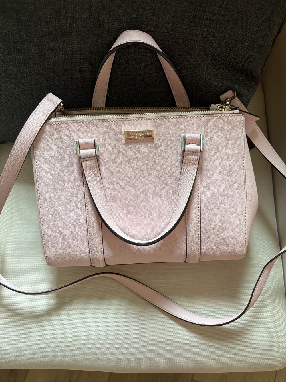 kate spade Pale Pink Saffiano Satchel with Crossbody Strap